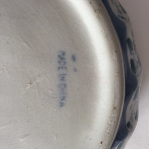 Vintage Chinese porcelain big bowl indoor planter hand painted floral 23cm long - Picture 7 of 9